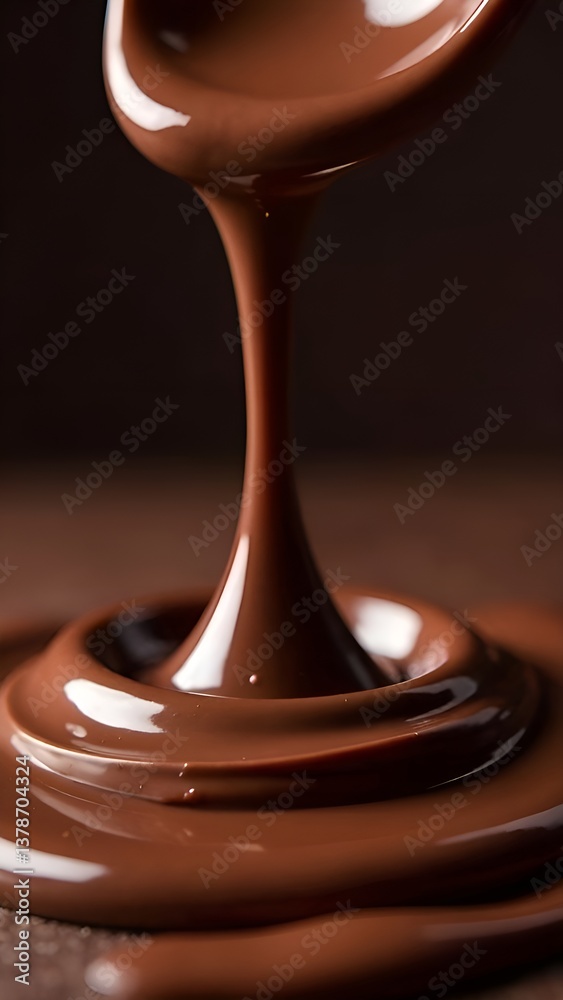 The melted chocolate drips down the spoon The melted chocolate drips down the spoon