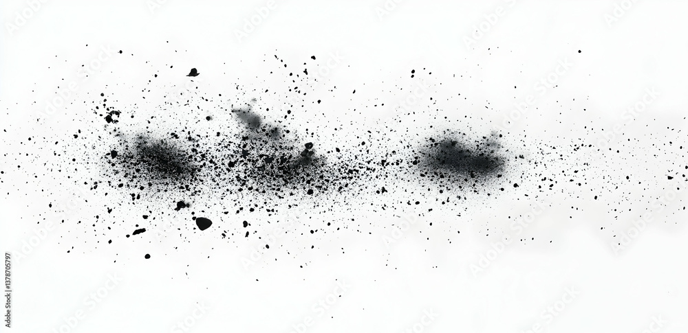 Obraz premium A white background with scattered black particles, creating an abstract and minimalist design