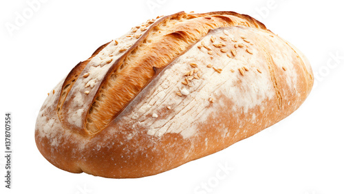 Obraz na płótnie Fresh baked loaf of bread isolated on white background w salonie