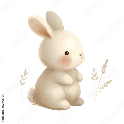 cute watercolor bunny illustration. easter bunny. tender bunny illustration