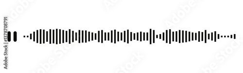 Black sound waves on white background - Music wave frequency or equaliser audio lines and digital voice volume visualisation vector set isolated illustrations 