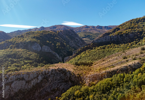 landscape with mountains and blue sky