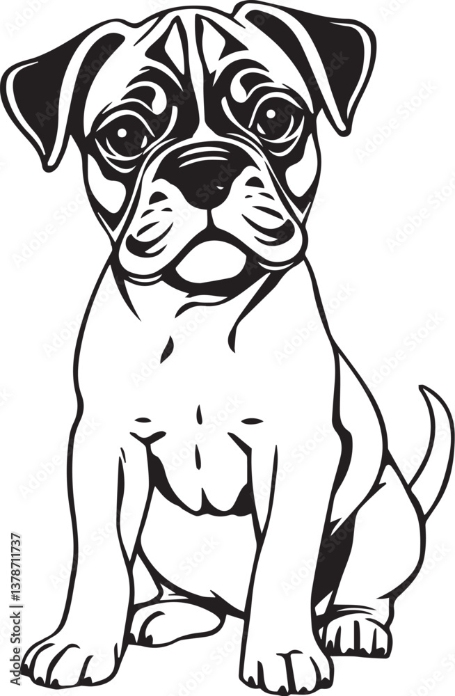 Boxer puppy. Hand drawn vector illustration Boxer puppy. Hand drawn vector illustration