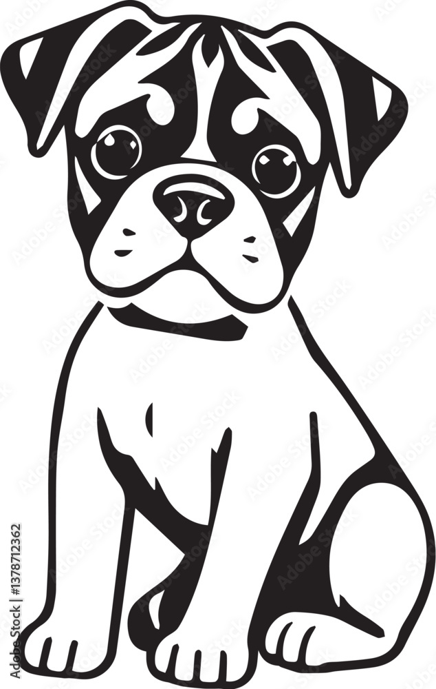 Fototapeta premium Boxer puppy. Hand drawn vector illustration