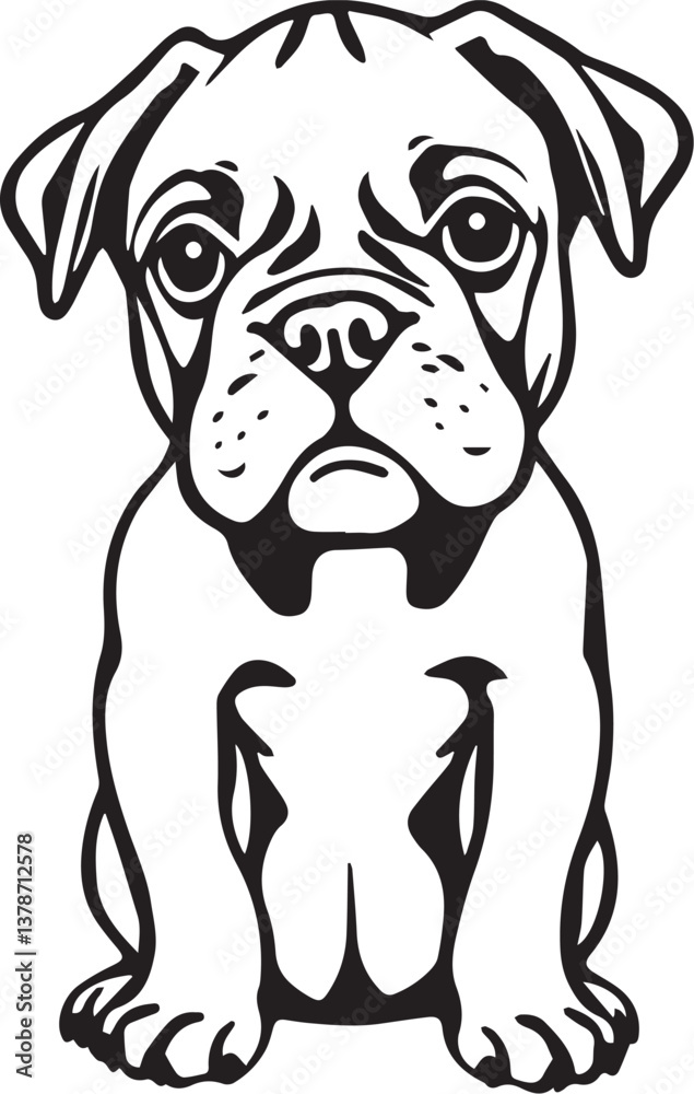 Boxer puppy. Hand drawn vector illustration Boxer puppy. Hand drawn vector illustration