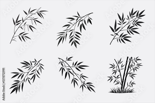 Vector illustration of bamboo leaves.
