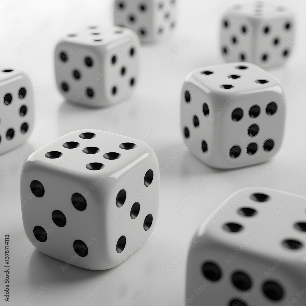 White Dice Close-Up – Black Dots and Selective Focus in High-Contrast Macro Photography White Dice Close-Up – Black Dots and Selective Focus in High-Contrast Macro Photography