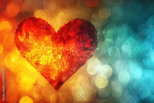 A colorful abstract heart background that evokes love and affection.