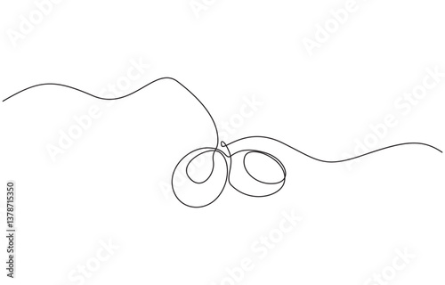 Continuous Line Drawing of Olive Icon. Hand Drawn Symbol Vector Illustration, Single continuous line drawing of organic olive fruit brunch. Modern one line draw design graphic vector.