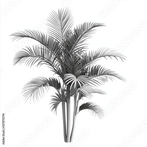 Palm tree with delicate, feathery fronds, realistic cutout PNG