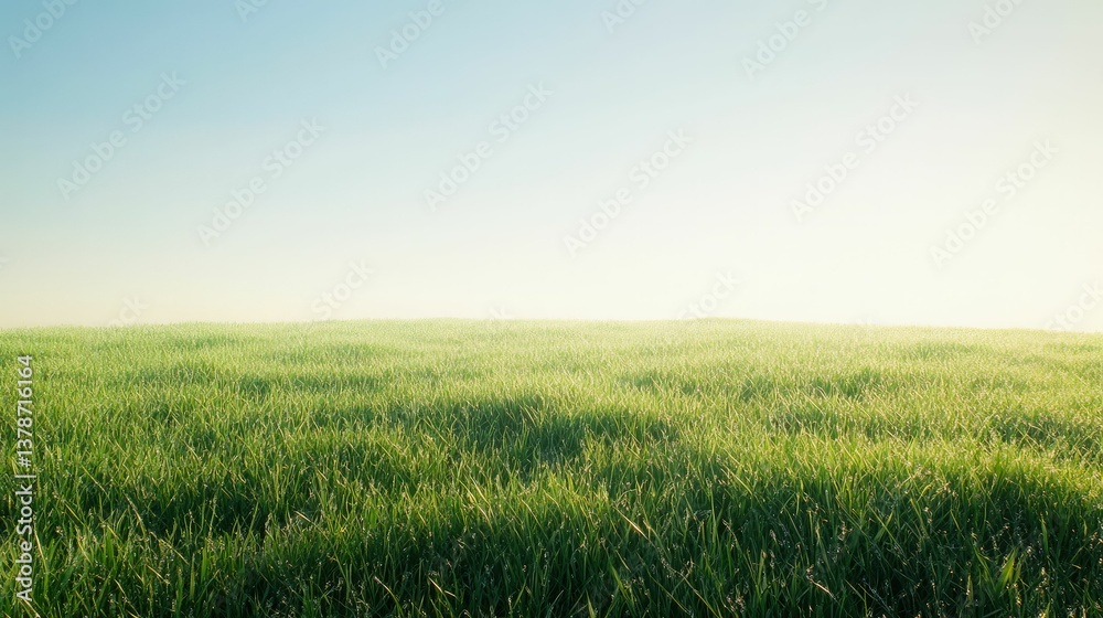 Fototapeta premium Lush green field landscape meadow grass scenic view nature photography image