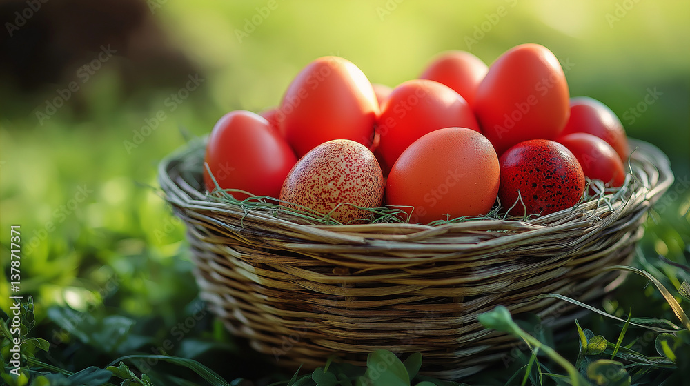 Naklejka premium easter eggs in a basket