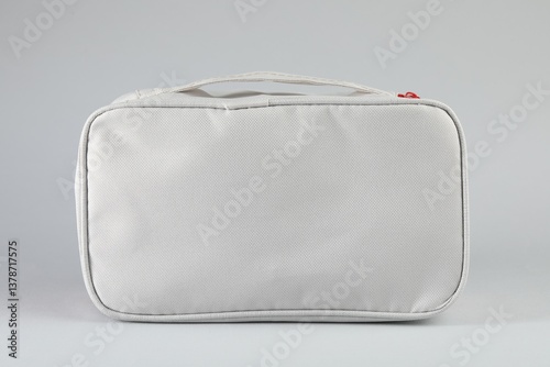 First aid kit on light grey background