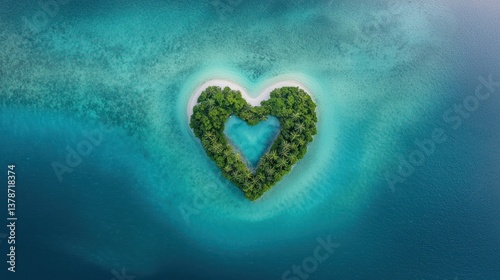 Heart-shaped Island in Turquoise Water