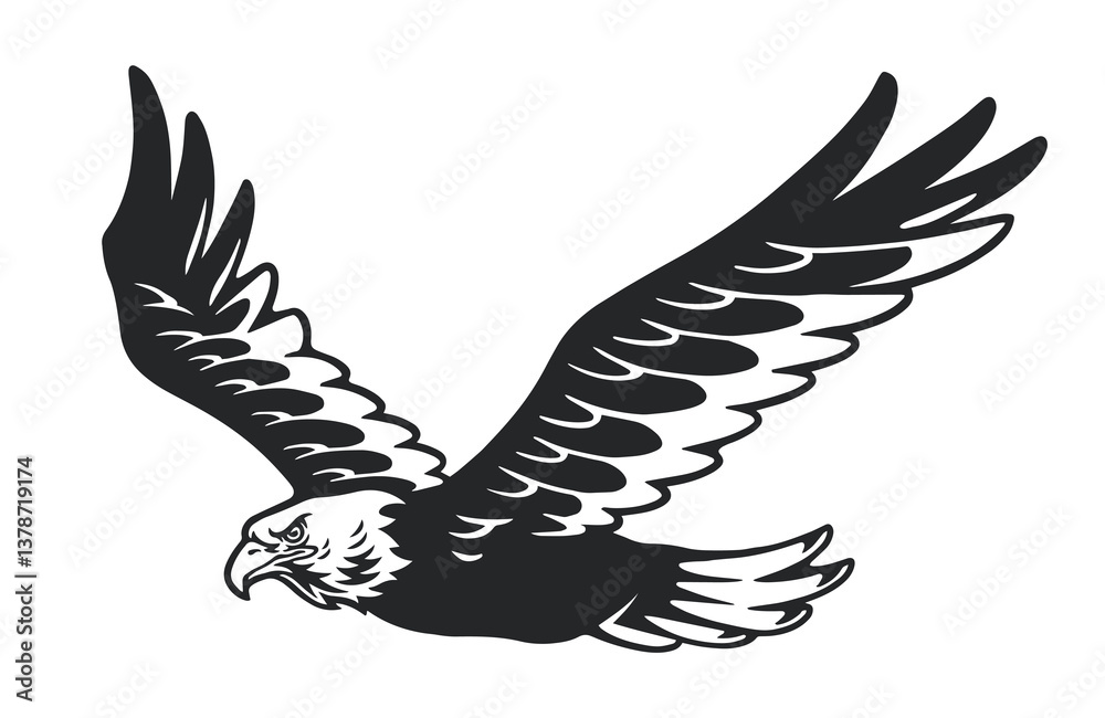 Obraz premium Eagle soaring in the blue sky