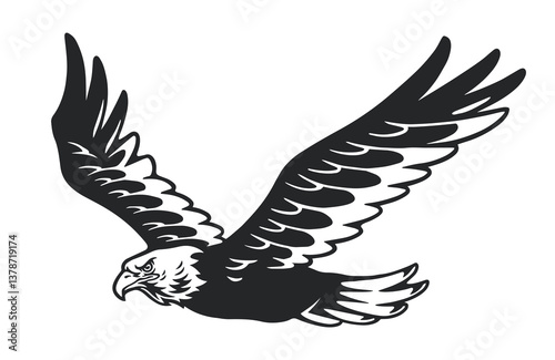Eagle soaring in the blue sky