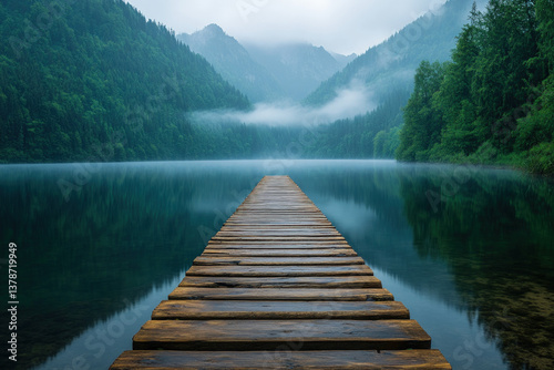 A wooden pier extending int...