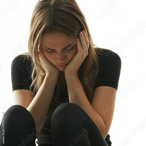 stressed woman isolated