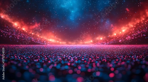 Obraz na płótnie Glowing arena with futuristic audience engagement for a business strategy competition w salonie