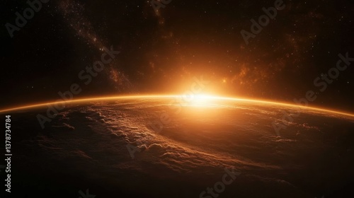 A futuristic spacecraft circling a newly discovered exoplanet.