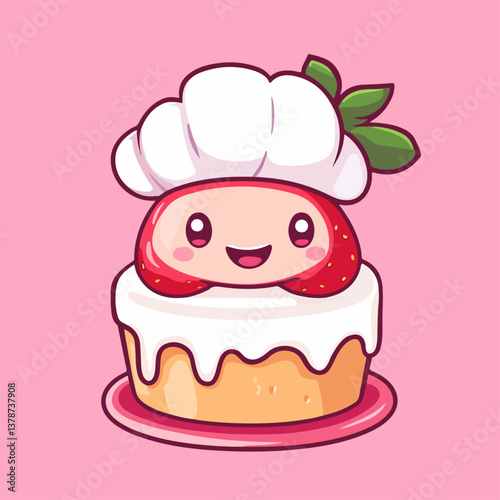 Strawberry cake, vector illustration.