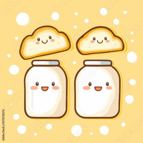 Bread and milk, vector illustration.