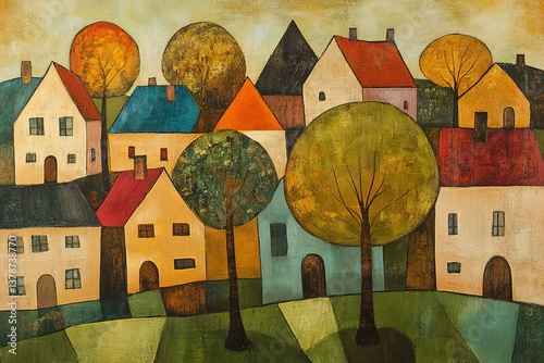 landscape with houses and trees