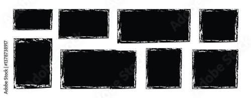 Wallpaper Mural Rectangle Brush stroke, ink paint brush, grunge box. with brush arts design. Vintage grunge boxes for collage, text, banner, sticker, poster design. Torontodigital.ca