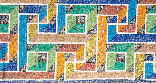 Obraz na płótnie Marble mosaic decoration. Detail and colors in this photography, no people, geometric pattern. w salonie