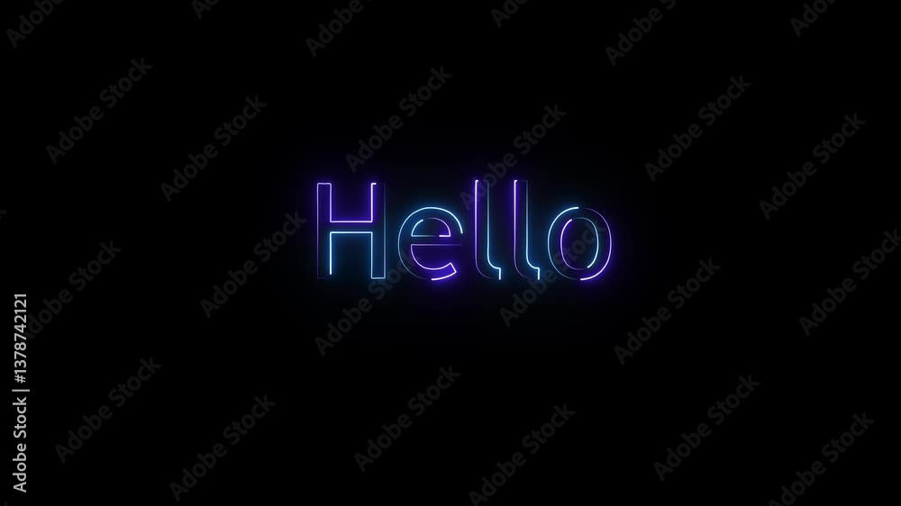 line icon animation Smooth text animation with word hello font, white text animation