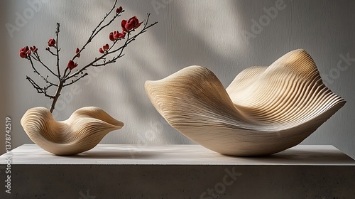 Elegant Wooden Sculptures Organic Forms Minimalist Design