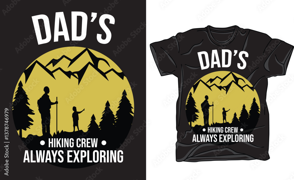 Celebrate adventure with this 'Dad’s Hiking Crew Always Exploring T-shirt design. Perfect for outdoor-loving dads and families who enjoy hiking, camping, and exploring nature together Celebrate adventure with this 'Dad’s Hiking Crew Always Exploring T-shirt design. Perfect for outdoor-loving dads and families who enjoy hiking, camping, and exploring nature together