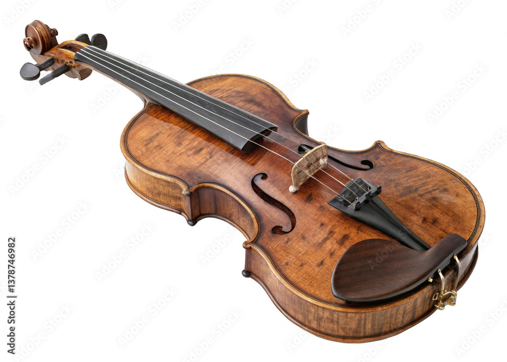 Fototapeta premium Classical Violin isolated on a transparent background.