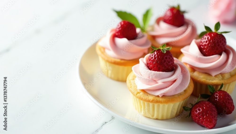 Elegant pastry arrangement, pristine white backdrop, high-key, food Elegant pastry arrangement, pristine white backdrop, high-key, food