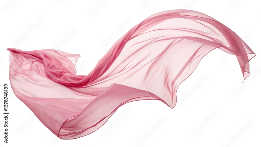 Flowing pink fabric creates soft and elegant visual, perfect for backgrounds or fashion designs Flowing pink fabric creates soft and elegant visual, perfect for backgrounds or fashion designs