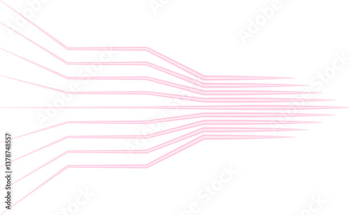 Parallel lines with a neon contour that gradually thickens, giving a 3D optical illusion.