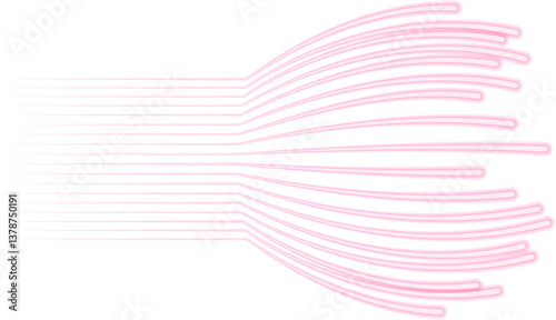 Parallel neon-effect lines radiate outward with sections that appear inflated and irregularly ending.