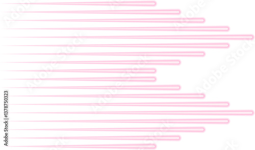 Parallel neon-effect lines extend from one end with two triangular shapes while the opposite end remains straight.