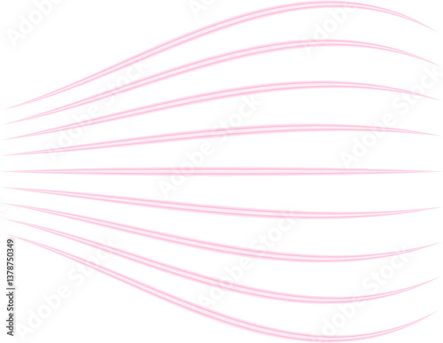 Parallel neon-effect lines radiate outward with an inflated appearance, creating a bold motion effect.