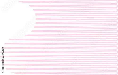 Parallel contour lines that begin thin, thicken gradually, and end with a wave shape on one side while the other remains straight.