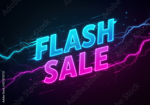 Dynamic flash sale neon sign with electric energy design for marketing campaigns