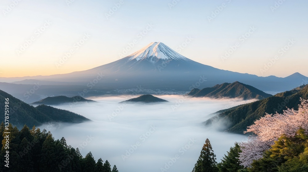 Majestic Mountain Sunrise in Valley of Clouds Majestic Mountain Sunrise in Valley of Clouds