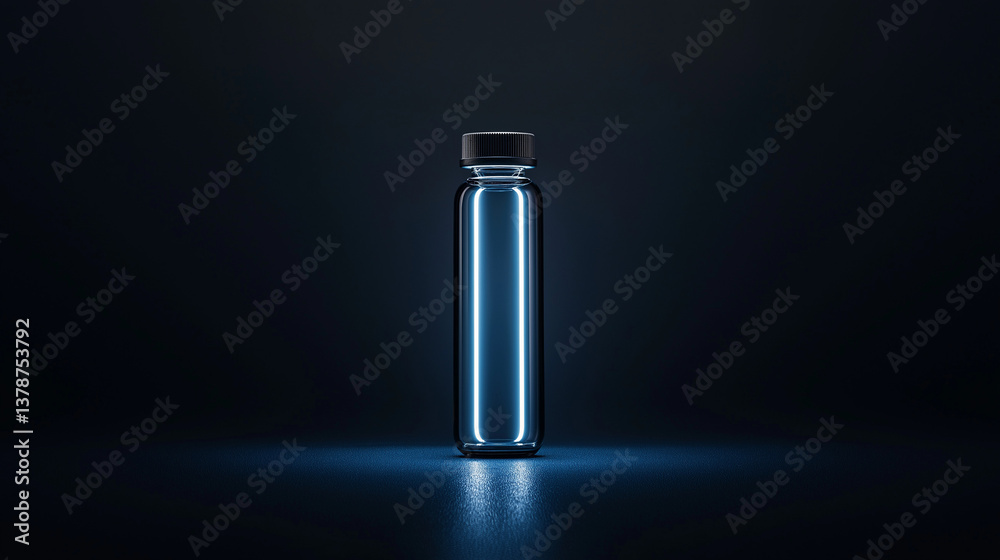 Futuristic biotechnology vial for regenerative medicine startups innovative healthcare technology dark environment Futuristic biotechnology vial for regenerative medicine startups innovative healthcare technology dark environment