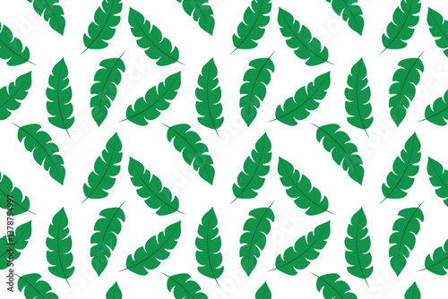 Pattern seamless, green big leaves. Summer flat vector illustration on white background