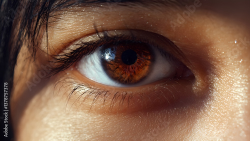Close up of brown Eye Focusing