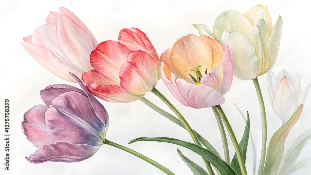 Fototapeta premium pink tulips isolated on white