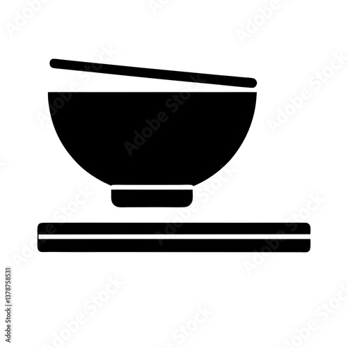 Chopsticks resting on a wooden bowl vector illustration