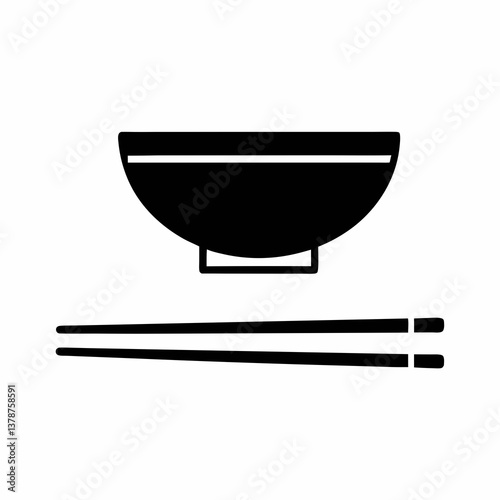 Chopsticks resting on a wooden bowl vector illustration