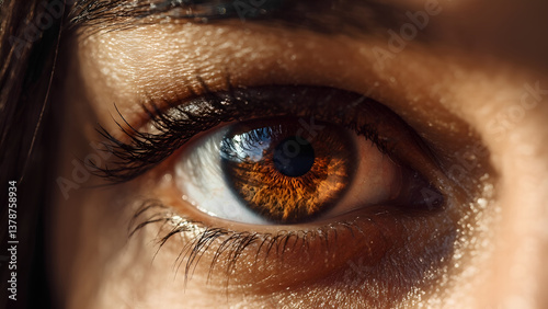 Close up of brown Eye Focusing