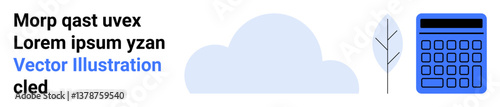 Cloud, leaf, and calculator blend ecology and modern tools. Ideal for sustainability, work-life balance, eco-tech, business, innovation, education simple landing page